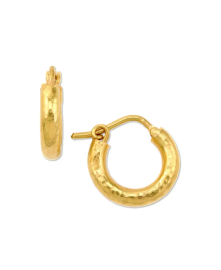 ELIZABETH LOCKE  Baby Hammered 19k Gold Hoop Earrings, 14mm  $1,425.