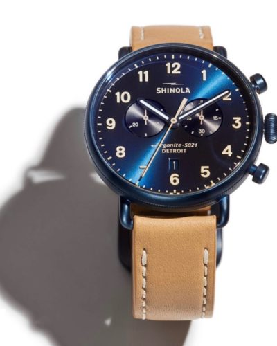 SHINOLA  The Canfield Chronograph Sunray Dial Leather Strap Watch  $900