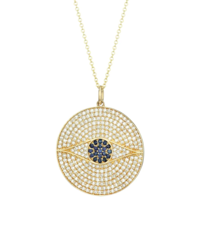 NINA GILIN  14K Yellow Gold, Diamond Pavé & Sapphire Evil Eye Medallion Necklace  $2,950
