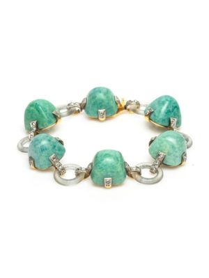 STEPHEN RUSSELL  18k yellow gold, amazonite & rock crystal marzo bracelet  SOLD OUT