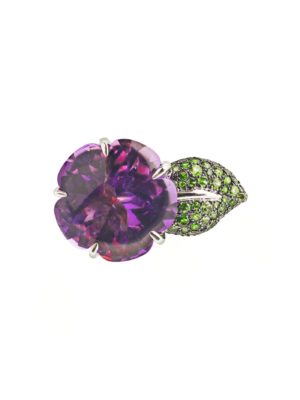 TIINA SMITH VINTAGE  chanel fine jewelry amethyst & tsavorite large flower ring  SOLD OUT