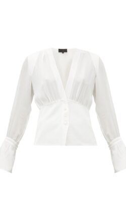 NILI LOTAN  Mariana poet-sleeve V-neck silk-crepe blouse  $690