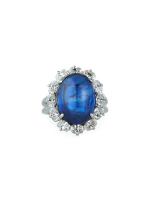OSCAR HEYMAN  Platinum Oval Sapphire Diamond-Trim Engagement Ring  $55,500