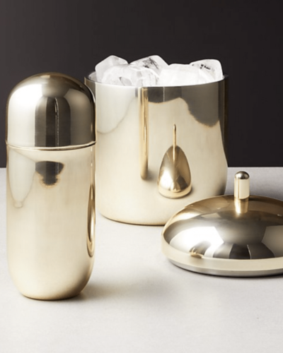 CB2  mae champagne gold cocktail shaker  $25