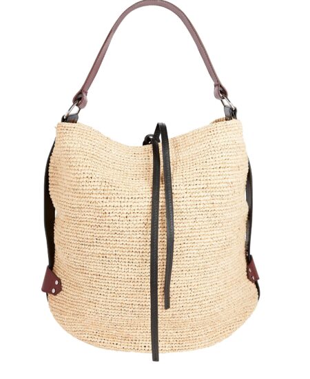 ISABEL MARANT  Bayia Leather-Trimmed Straw Bag  $490