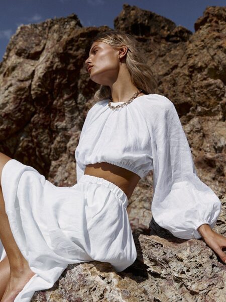 DISSH - Dissh Linen Top and Skirt Set on Designer Wardrobe