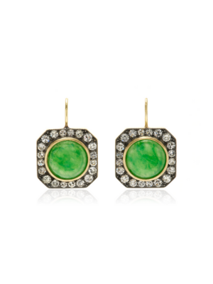 SYLVA & CIE  Frame and Fortune One-of-a-Kind 18K Yellow Gold Sapphire, Diamond Earrings  $17,375