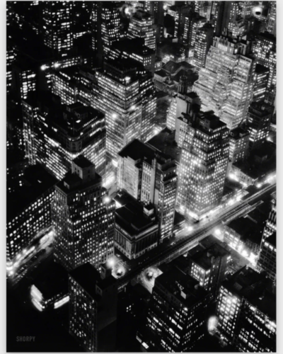 "New York at Night, 1932"  by Berenice Abbott