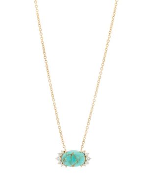 KATHRYN ELYSE  14k yellow gold turquoise & diamond necklace  $4,000