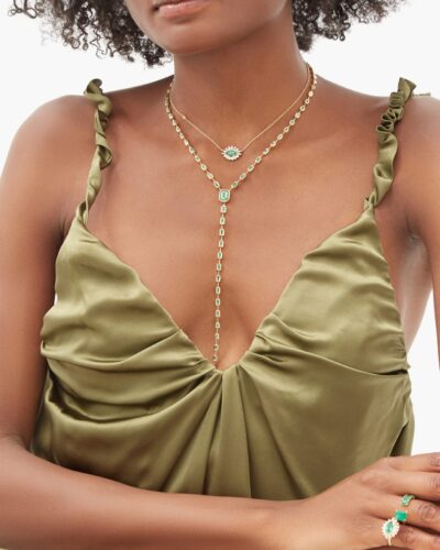 SHAY  Emerald & 18kt gold illusion drop necklace  $11,373