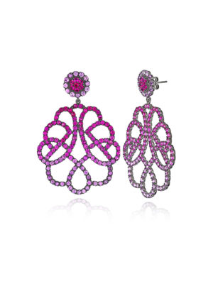 ALEXANDER LAUT  18k White Gold Pink Lattice Drop Earrings  SOLD OUT