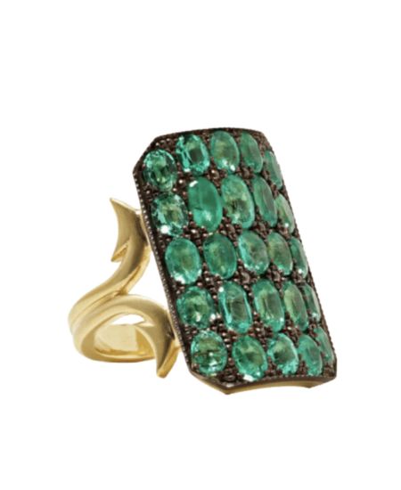 SYLVA & CIE  18-karat gold emerald ring   $15,000