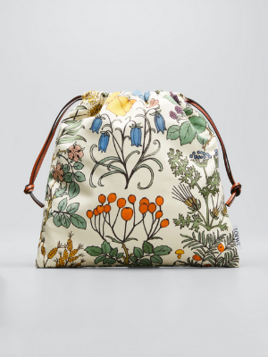 LOEWE Floral Canvas Drawstring Pouch Bag