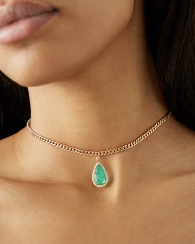 SHAY Diamond, emerald & 18kt rose-gold necklace