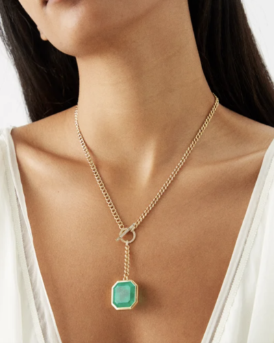 SHAY Diamond, emerald & 18kt gold necklace