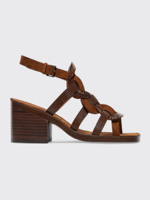 CLERGERIE PARIS  Vick Mixed Leather Caged Block-Heel Sandals  $625